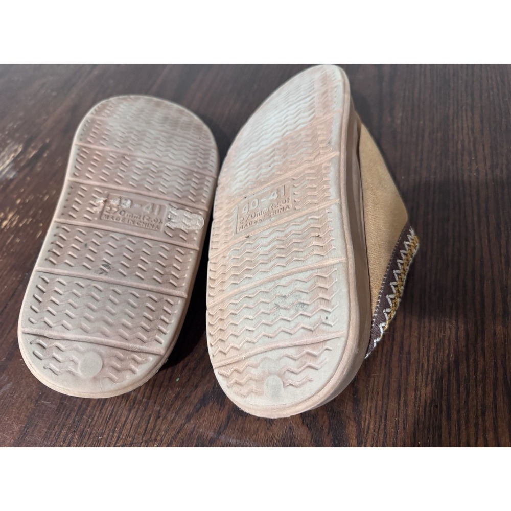 HOME Memory Foam House Slippers Women's 9 Brown Faux Suede Sherpa Lined Clogs - Picture 6 of 6